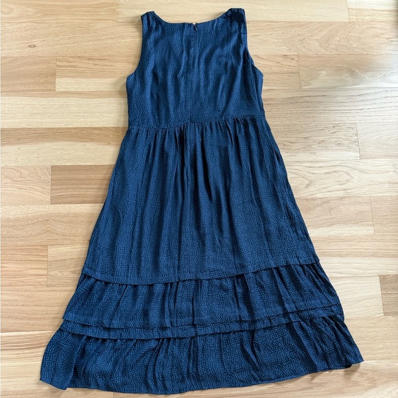 Loft New Blue Spotted Tiered Pocket Midi Dress sleeveless size 14 - Picture 11 of 13